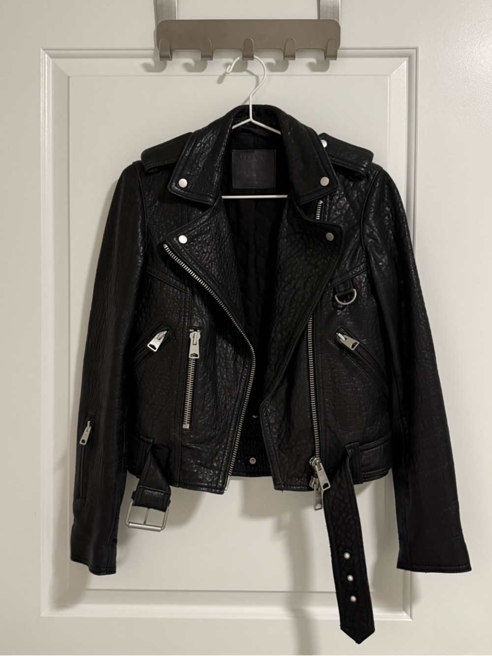 All Saints Black Leather Stayte Biker Jacket